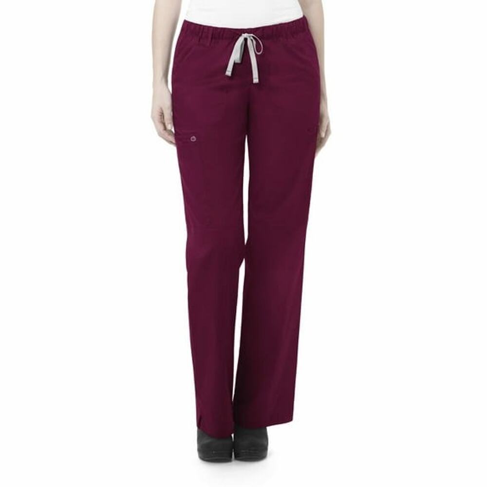 Wonderwink Scrub Pants Women's 3XL Wine Red Wonderwork Straight Leg Cargo 504 *